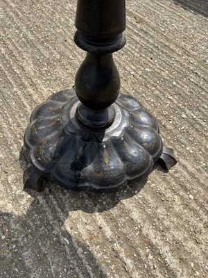 Lot 2 - Victorian papier mache occasional table with shaped top painted with flowers, on bulbous column and shaped base