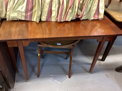 Lot 1496 - 19th century mahogany drop leaf dining table on square taper legs