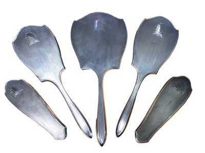 Lot 78 - 1940s silver five piece dressing table set to include a hand mirror and four brushes