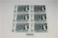 Lot 18 - Banknotes - G.B. QEII. Series 'C' Hollom blue...