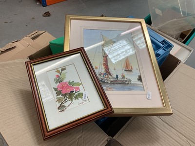 Lot 663 - Lanyu Wang - Kemp watercolour of boats and another of wild roses (2)