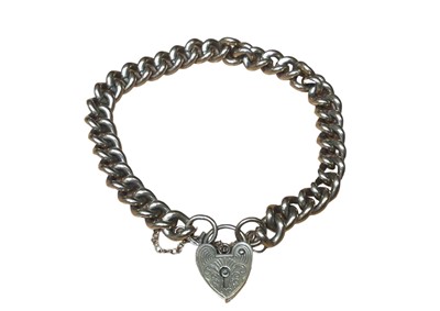 Lot 2 - 9ct gold curb link chain bracelet with padlock clasp