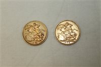 Lot 32 - G.B. gold Sovereigns - Victoria Y.H. Rev:...