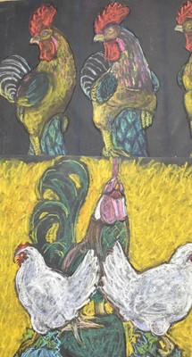 Lot 1113 - Joseph Plaskett (1918-2014) group of three pastels on paper, Still Life Chickens, signed, 55cm x 76cm and smaller, unframed (3)