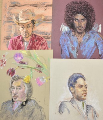 Lot 1114 - Joseph Plaskett (1918-2014) group of seven pastels on paper, Figure Studies, signed, approximately 65cm x 51cm