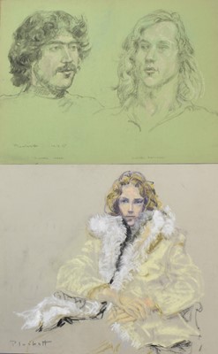 Lot 1115 - Joseph Plaskett (1918-2014) group of eight pastels on paper, Figure Studies, signed, approximately 65cm x 51cm