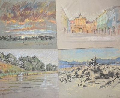 Lot 1116 - Joseph Plaskett (1918-2014) group of nine pastels on paper, French Landscapes, signed, approximately 51cm x 65cm