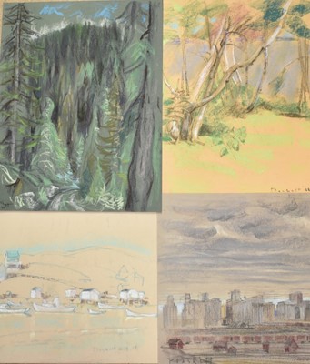 Lot 1117 - Joseph Plaskett (1918-2014) group of seven pastels on paper, Canadian subjects, signed and dated, approximately 65cm x 51cm