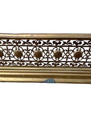 Lot 24 - Victorian pierced brass fender, 144cm