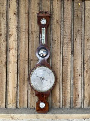 Lot 45 - 19th century mahogany wheel barometer by Parnell, Hermitage Bridge, London 117cm high