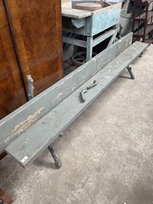 Lot 1345 - Very large antique cast iron bench, with naturalistic branch supports, 229cm long