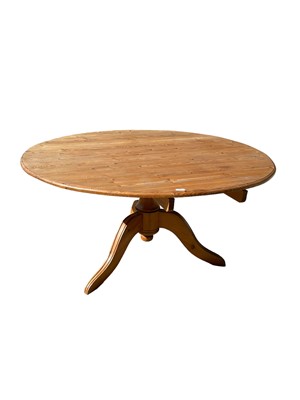 Lot 1293 - Pine circular breakfast table on pedestal base, 149cm diameter