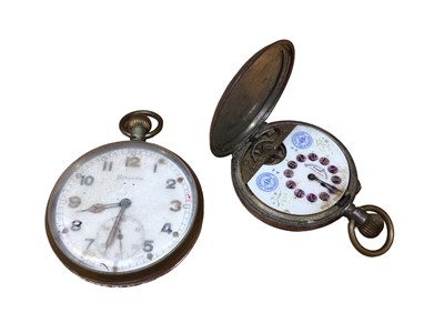 Lot 139 - Military Helvetia pocket watch and a silver full hunter Hebdomas pocket watch (2)