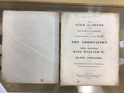 Lot 216 - The Form and Order of Service of the Service and Ceremonies in the Coronation of their Majesties King William IV and Queen Adelaide London 1831
