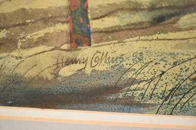 Lot 1397 - Henry Collins (1910-1994), collage and mixed media, St Osyth Mill, signed, artist's label verso, 41cm x 49cm, in glazed frame