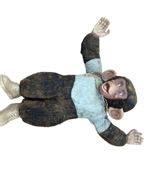 Lot 32 - Soft toy mohair monkey with rubber face, hands and shoes, wood wool stuffing.