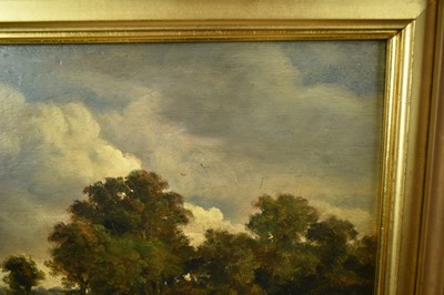 Lot 1191 - John Moore of Ipswich (1820-1902) oil on panel - Autumn Landscape, signed and dated 1884, in gilt frame