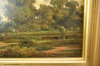 Lot 1191 - John Moore of Ipswich (1820-1902) oil on panel - Autumn Landscape, signed and dated 1884, in gilt frame
