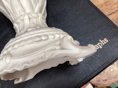 Lot 38 - Pair of 19th century French white ewers mounted with swans