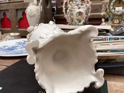 Lot 38 - Pair of 19th century French white ewers mounted with swans