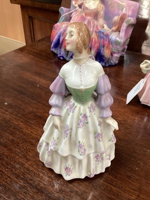 Lot 1203 - Fourteen Royal Doulton figures - Sweet & Twenty HN1569, Tinkle Bell, The Little Bridesmaid, Goody Two Shoes HN2037, Home Again HN2167, Mother's Help HN2151, Amanda HN2996, Rose HN2123, Valerie HN21...