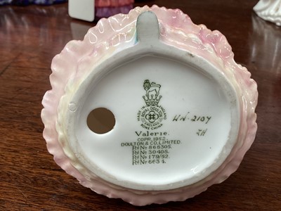 Lot 1203 - Fourteen Royal Doulton figures - Sweet & Twenty HN1569, Tinkle Bell, The Little Bridesmaid, Goody Two Shoes HN2037, Home Again HN2167, Mother's Help HN2151, Amanda HN2996, Rose HN2123, Valerie HN21...