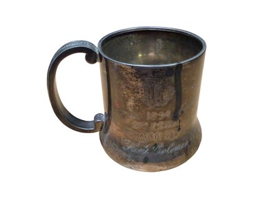 Lot 241 - Silver tankard with engraved presentation inscription and bowls player decoration