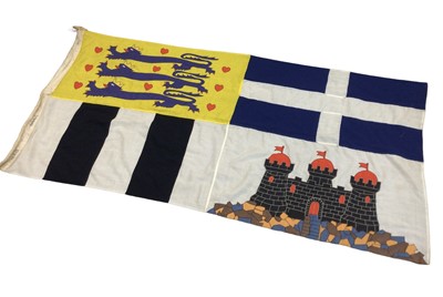 Lot 110 - H.R.H.Prince Philip Duke of Edinburgh, scarce printed and embroidered Royal Standard dated 1973, makers stamps and size 6' x 3'