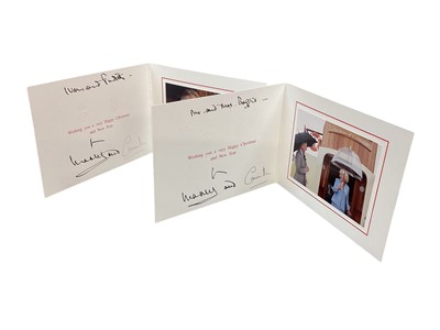 Lot 164 - T.R.H. Prince Charles and Camilla Duchess of Cornwall (now T.M. The King Charles III and Queen Camilla), two signed and inscribed Christmas cards for 2007 and 2008, both with colour photographs of...