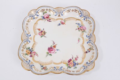 Lot 219 - Coalport fluted square dish, painted in Sèvres style, circa 1840