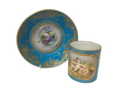Lot 313 - Sèvres-style large coffee can and saucer, 19th century 
Provenance: Property from Edward Curzon, 6th Earl Howe of Gopsall Park and Penn House, thence by descent to a Lady of title
