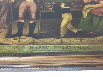 Lot 964 - Reverse print on glass 'The Happy Sportsman' in 19th century grained frame, 31 x 41cm
