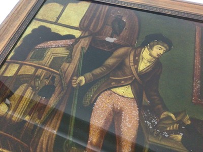 Lot 964 - Reverse print on glass 'The Happy Sportsman' in 19th century grained frame, 31 x 41cm