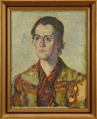 Lot 12 - *Alfred Aaron Wolmark (1877-1961) oil on canvas - Portrait of a Lady, 46cm x 36cm, framed Provenance: Sale of works from the artists studio, Christie's, South Kensington, circa 1987.