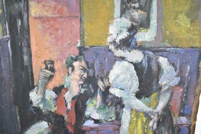 Lot 7 - Alfred Aaron Wolmark (1877-1961) oil on panel - Figures in a Tavern, signed, 51cm x 35cm, in gilt frame