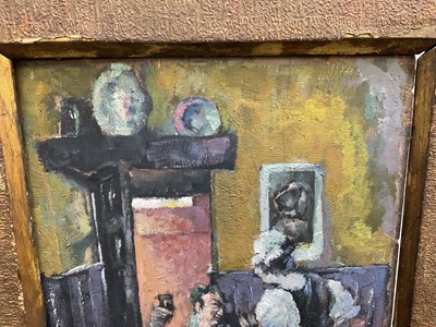 Lot 7 - Alfred Aaron Wolmark (1877-1961) oil on panel - Figures in a Tavern, signed, 51cm x 35cm, in gilt frame