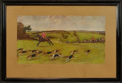 Lot 826 - Cecil Aldin signed hunting print - South Dorset Hunt, in glazed frame