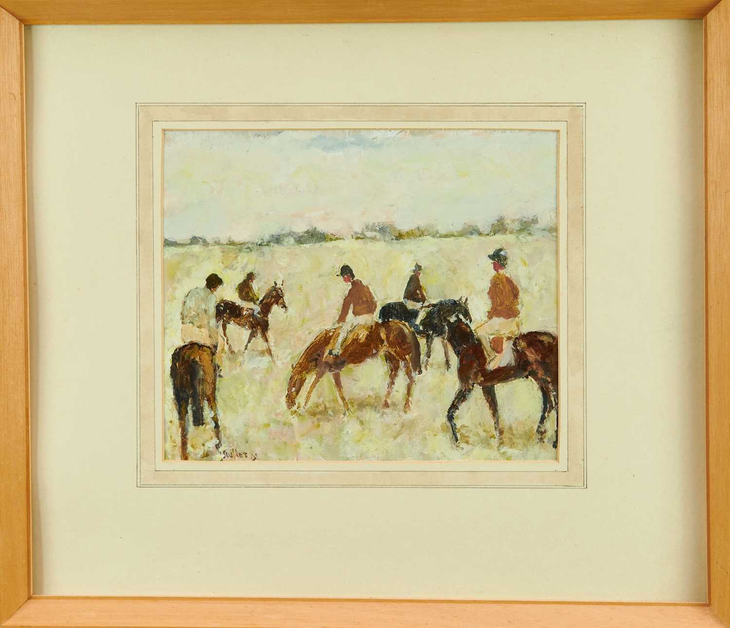 Lot 981 - *Robert Sadler (1909-2001) "Horses at Exercise", acrylic on board, signed, 23 x 28cm, in glazed frame