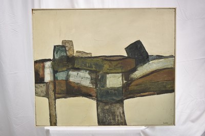 Lot 991 - *Robert Sadler (1909-2001) Abstract, The Hilltop, 1968, acrylic on board, signed, 63 x 72cm, framed