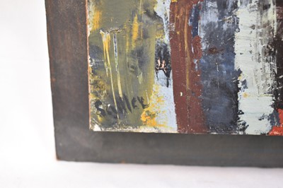 Lot 990 - *Robert Sadler (1909-2001) Abstract, acrylic on board, signed, 26 x 31cm, mounted