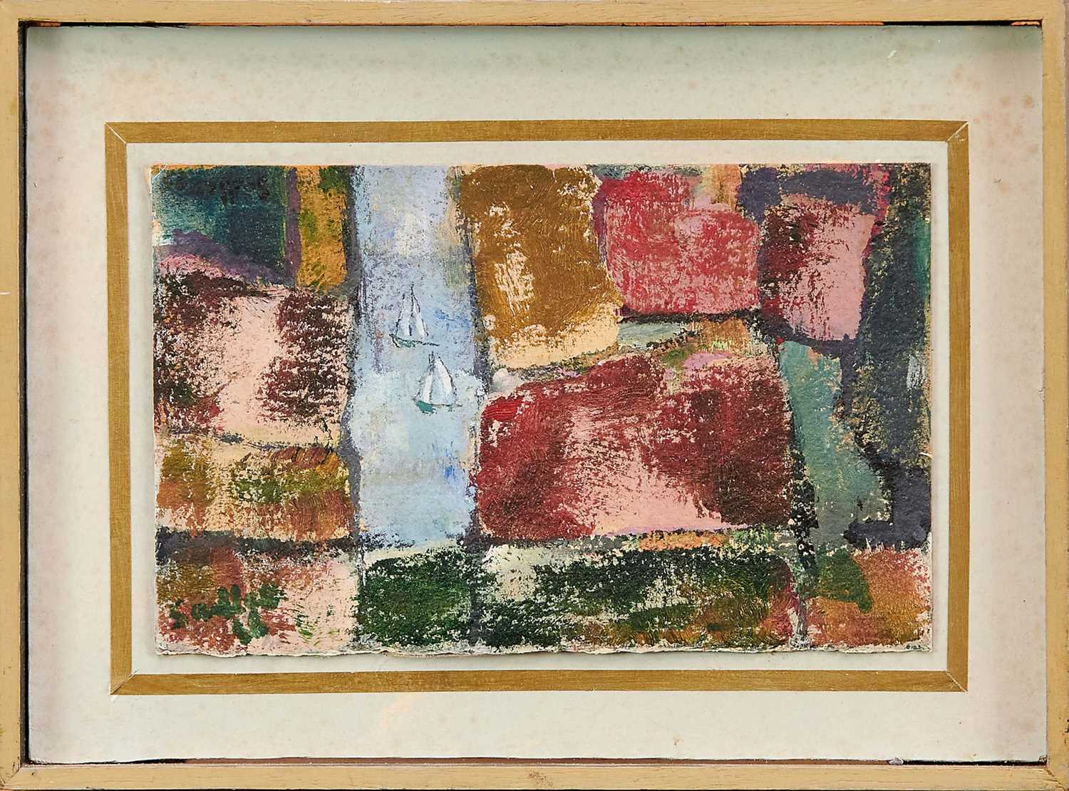 Lot 984 - *Robert Sadler (1909-2001) "Sea View", 1988, acrylic on card, signed and dated, 17 x 29cm, framed