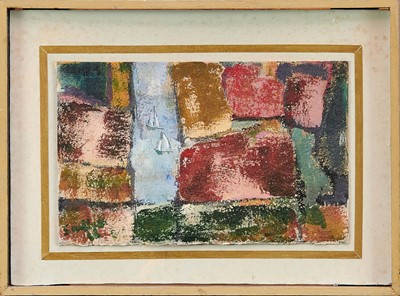 Lot 984 - *Robert Sadler (1909-2001) "Sea View", 1988, acrylic on card, signed and dated, 17 x 29cm, framed
