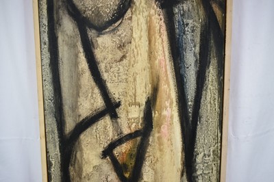 Lot 1328 - *Robert Sadler (1909-2001) Abstract, after Modigliani, 1962, acrylic on board, signed, 77.5 x 33cm, framed