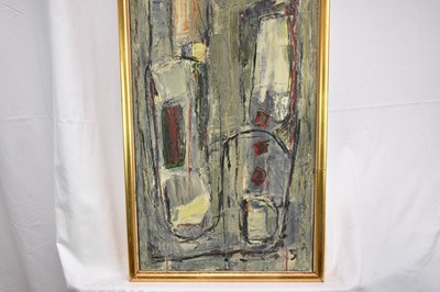 Lot 976 - *Robert Sadler (1909-2001) Abstract, 1960s, acrylic on board, unsigned, 32.5 x 77.5, in gilt frame