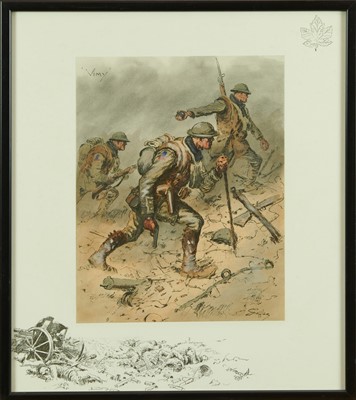 Lot 1321 - Snaffles, Charles Johnson Payne (1884-1967) hand coloured print - 'Vimy', with Snaffle blindstamp, 40cm x 35cm, in glazed frame 
Provenance: Malcolm Innes Gallery