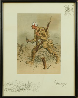 Lot 1323 - Snaffles, Charles Johnson Payne (1884-1967) hand coloured print - 'The Canadian', with Snaffle blindstamp, 44cm x 34cm, in glazed frame 
Provenance: Malcolm Innes Gallery