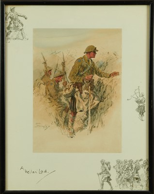 Lot 1325 - Snaffles, Charles Johnson Payne (1884-1967) hand coloured print - 'A Heilan' Lad', with Snaffle blindstamp, 43cm x 33cm, in glazed frame 
Provenance: Malcolm Innes Gallery