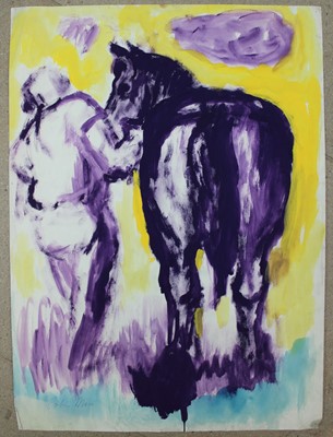 Lot 1302 - *Colin Moss (1914-2005) oil on paper, Horse team, signed 75 x 56cm