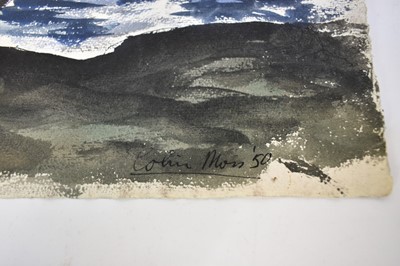 Lot 945 - *Colin Moss (1914-2005) estuary scene, watercolour, signed and dated '50, 38 x 56cm, together with two further landscapes on paper by Colin Moss. (3)