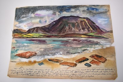 Lot 945 - *Colin Moss (1914-2005) estuary scene, watercolour, signed and dated '50, 38 x 56cm, together with two further landscapes on paper by Colin Moss. (3)